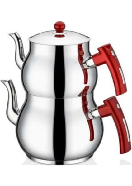 Kırmızı Çelik Orta Boy Çaydanlık, Şık ve Dayanıklı Tasarım