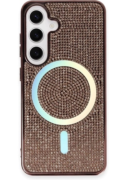 Newface Samsung Galaxy S24 Kılıf Diamond Magsafe Kapak - Pembe