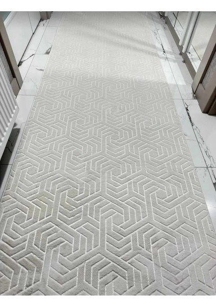 Jel Kaymaz Taban Kesme Halı Yolluk Krem Zikzaklı Makinede Yıkanabilir modelleri