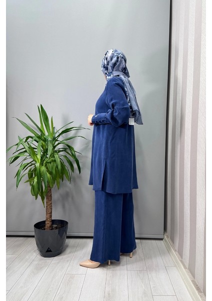 Beli Lastikli Bol Paça Cupro Pantolon Mavi T25Y-7007 fiyatları