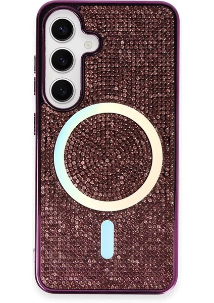 Newface Samsung Galaxy S24 Kılıf Diamond Magsafe Kapak - Derin Mor