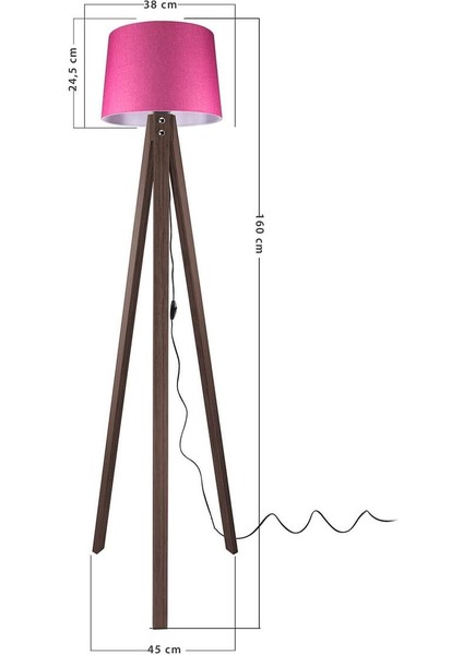 Ahşap Üç Ayaklı Lambader, Ceviz Ayak ve Pembe Şapka Detaylı Şık Tasarım modelleri