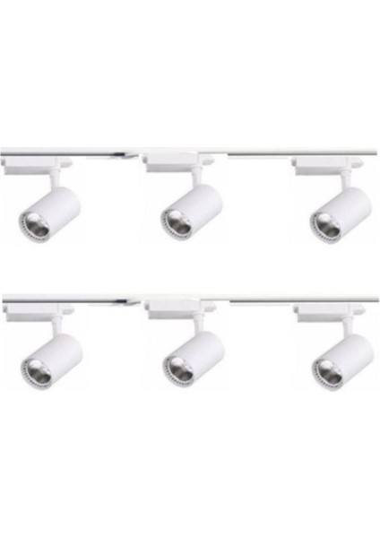 6'lı Beyaz Ray Spot Seti, 30W, 1m, Monofaze, Modern Aydınlatma Seçeneği