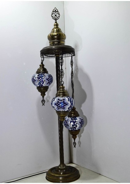 Mavi 3'lü Mozaik Gece Lambası, Otantik ve Dekoratif Köşe Lamba Seti fiyatları