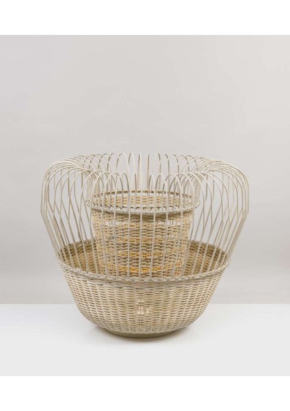 El Dokuması Rattan Yer Aydınlatması, 90 Cm, Şık ve Doğal Dekorasyon Parçası