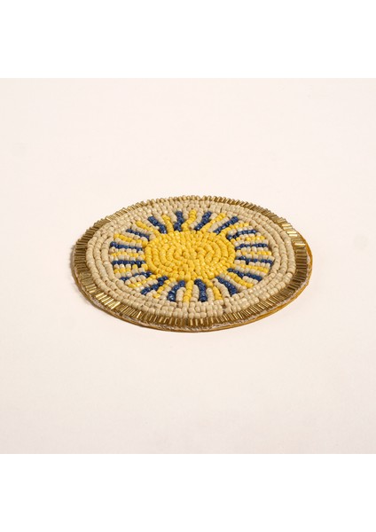 Khanpur Cam Boncuk Bardak Altlığı 10 cm Sarı
