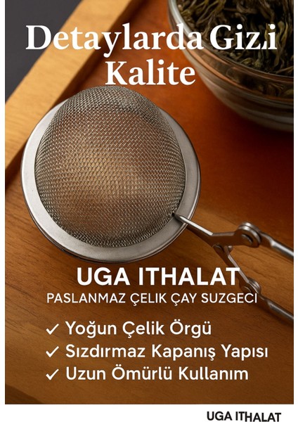 Bitki Çayı Demleme Süzgeci 16X5,5 Cm, Ihlamur, Kuşburnu, Yeşil Çay Aksesuarı