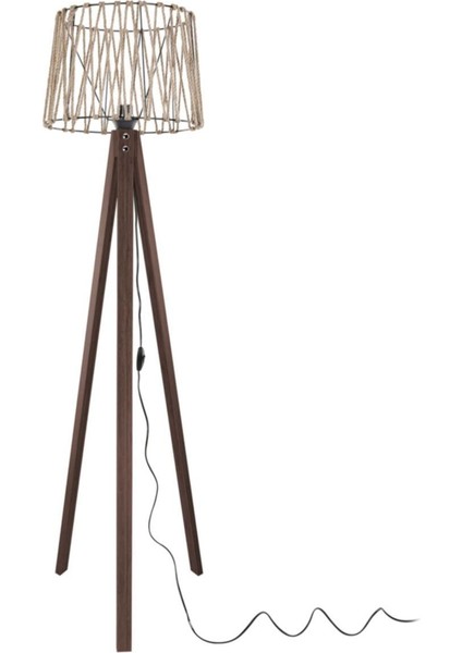 Ceviz Ayaklı ve Siyah Halat Detaylı Şapka Tasarımlı Modern Lambader