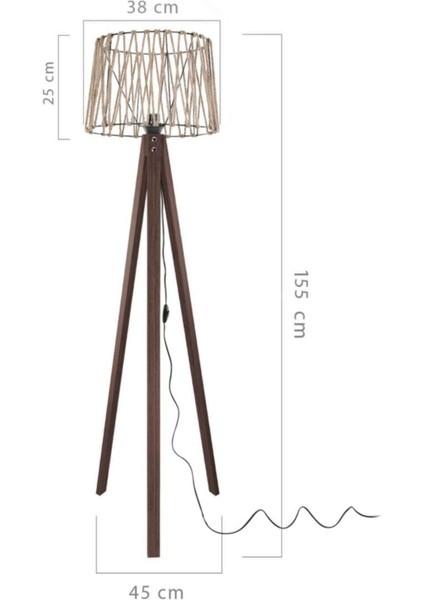 Ceviz Ayaklı ve Siyah Halat Detaylı Şapka Tasarımlı Modern Lambader fırsatları