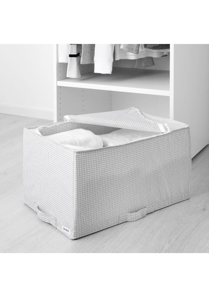Bölmeli Saklama Kutusu, 34X51X28 Cm, Gri-Beyaz Kareli, Düzenleyici Hurç modelleri