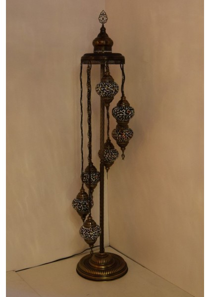 Şık Çoklu Elişi Camlı ve Mozaik Ayaklı Dekoratif Köşe Lambası fırsatları