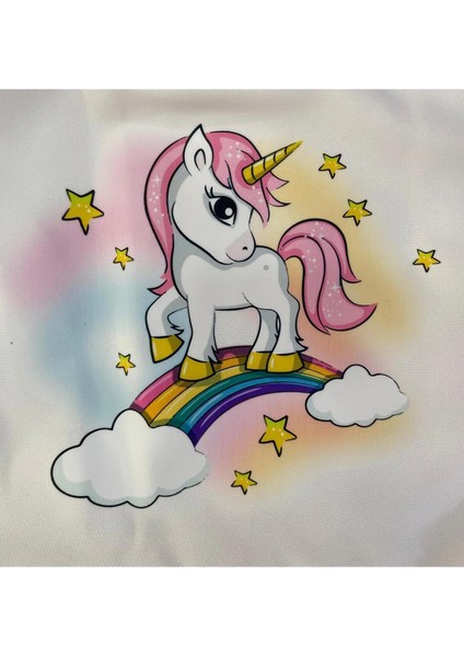 Kız Çocuk Unicorn Elbise Tüllü Elbise Rengarenk Doğum Günü ve Parti Elbisesi