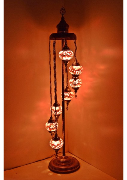 Renkli El Işi Camlı Mozaikli Ayaklı ve Köşe Dekoratif Lambader Modeli 18