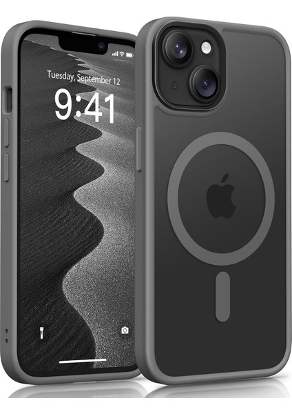 iPhone 14 Uyumlu Kamera Korumalı Magsafe Wireless Şarj Özellikli Mat Silikon Kılıf