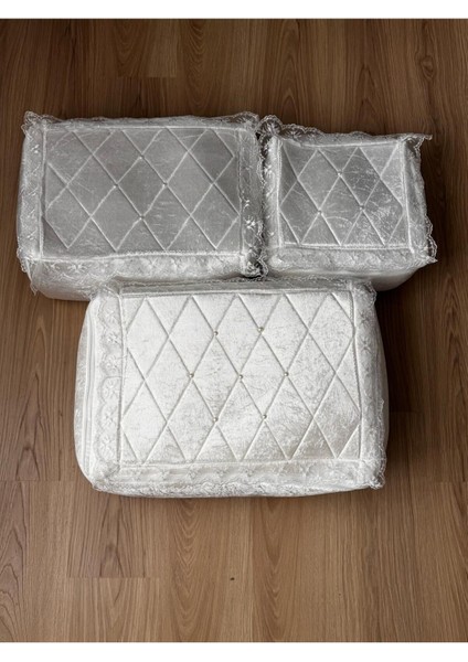 Inci Işlemeli Kadife Çeyizlik 3'lü Bohça Seti, Nişan ve Düğün Için Mükemmel Seçim