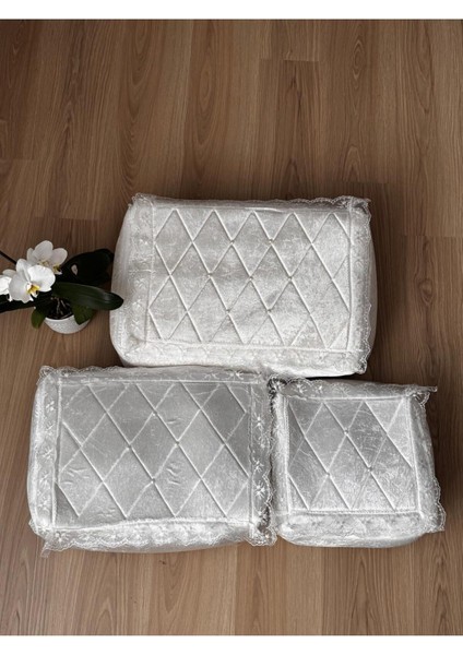 Inci Işlemeli Kadife Çeyizlik 3'lü Bohça Seti, Nişan ve Düğün Için Mükemmel Seçim modelleri