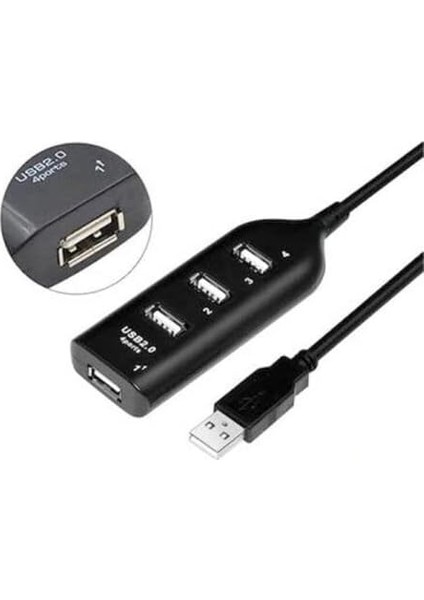Port USB Çoğaltıcı Çoklayıcı Hub USB 2.0 Çoklama Pc Laptop - Siyah