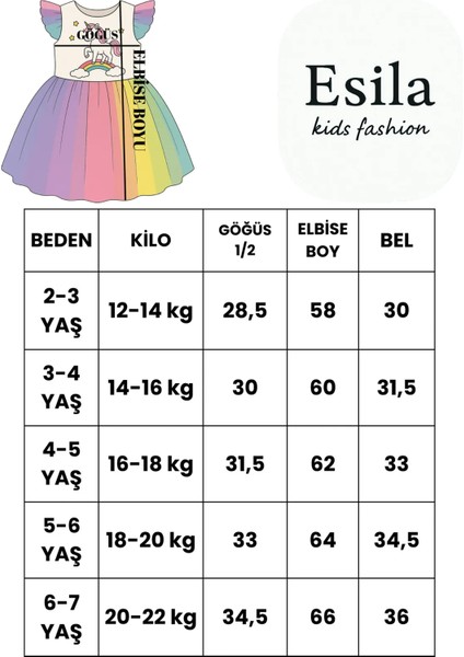 Kız Çocuk Unicorn Elbise Tüllü Elbise Rengarenk Doğum Günü ve Parti Elbisesi