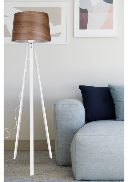 Beyaz Ayaklı Ağaç Desenli Modern Lambader Işıklandırma