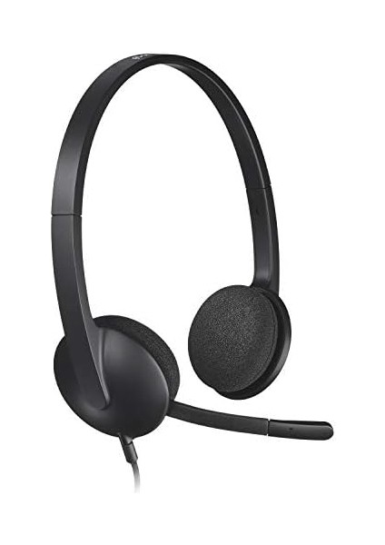 H340 Mikrofonlu Stereo Kulaklık, Gürültü Azaltmalı Ayarlanabilir Mikrofon, Döner Kulak Dolgusu, USB Bağlantısı, 1,8 M Kablo, Pc/mac/laptop, Siyah