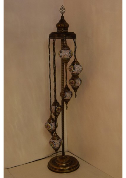 El Işi Camlı Mozaik Ayaklı Şık Köşe Lambası, Dekoratif Model 2 fırsatları