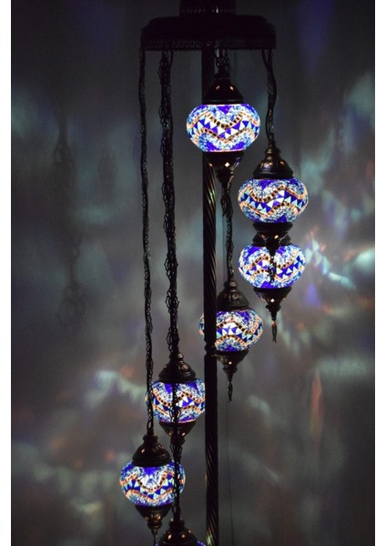 Mavi El Işi Mozaik Ayaklı Sarkıt Lambader, Dekoratif Köşe Aydınlatması fiyatları