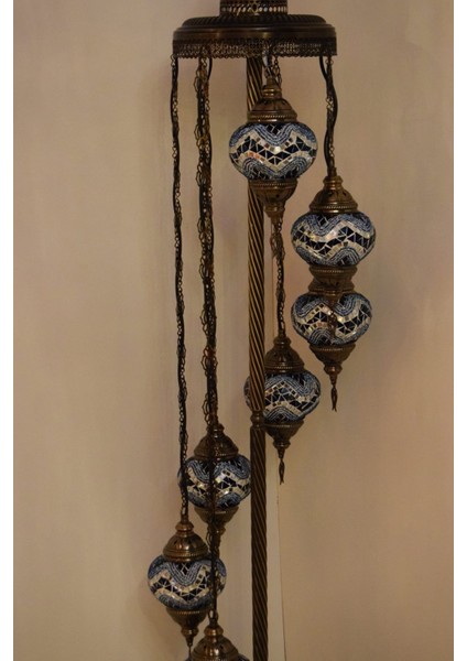 Mavi El Işi Mozaik Ayaklı Sarkıt Lambader, Dekoratif Köşe Aydınlatması fırsatları