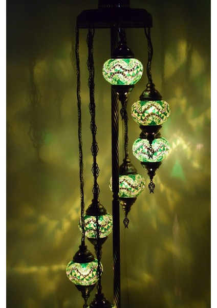 Yeşil Çoklu Elişi Camlı Mozaik Ayaklı Dekoratif Lambader fiyatları