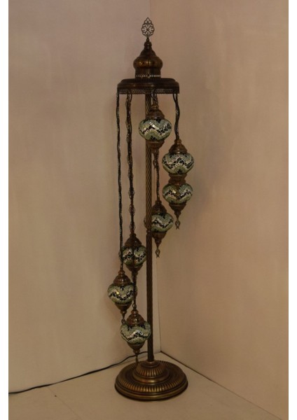 Yeşil Çoklu Elişi Camlı Mozaik Ayaklı Dekoratif Lambader modelleri