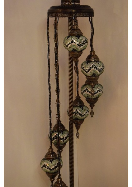 Yeşil Çoklu Elişi Camlı Mozaik Ayaklı Dekoratif Lambader fırsatları