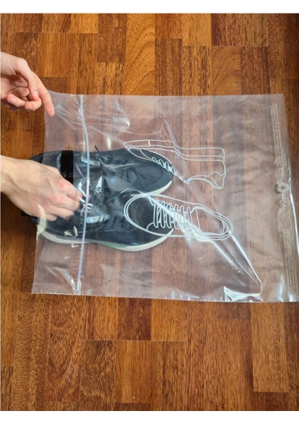 6 Adet Kilitli Şeffaf Ayakkabı Poşeti Düzenleme Saklama Poşeti Organizer Poşet 44X51 cm