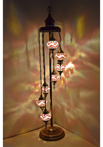 Turuncu Çoklu Elişi Mozaik Ayaklı Dekoratif Köşe Lambası
