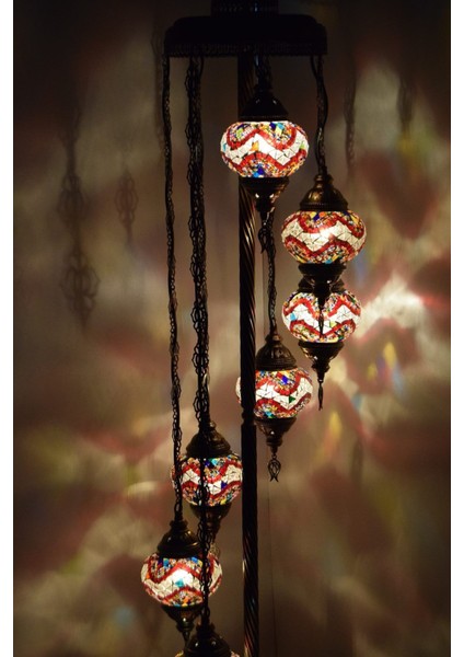 Turuncu Çoklu Elişi Mozaik Ayaklı Dekoratif Köşe Lambası fiyatları