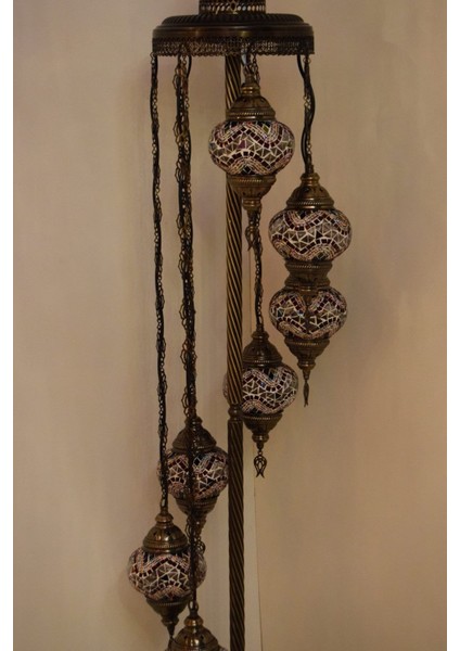 Turuncu Çoklu Elişi Mozaik Ayaklı Dekoratif Köşe Lambası modelleri