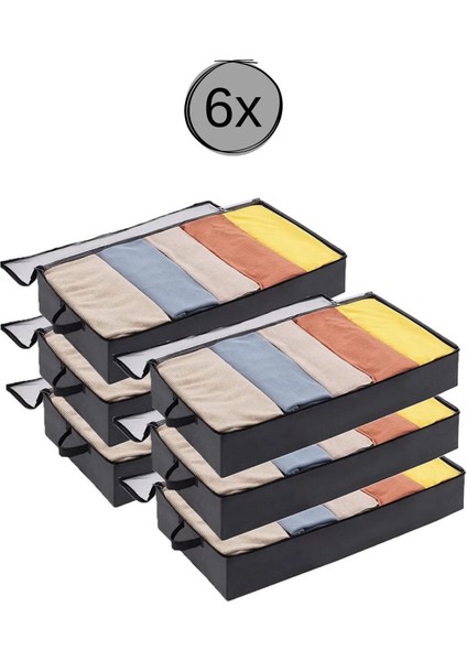 6'lı Antrasit Yatak Altı Baza Saklama Çantası, Fermuarlı, 80X20X50 cm modelleri