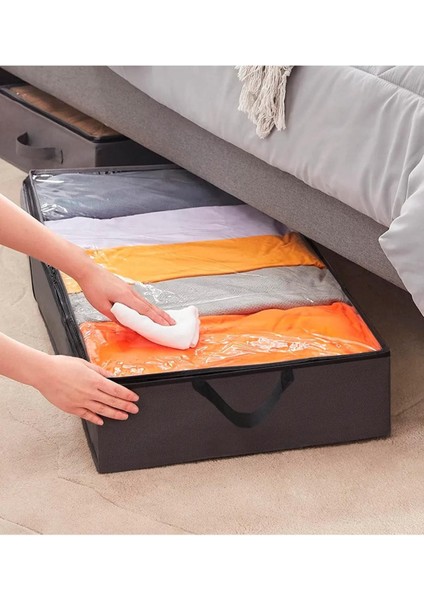 6'lı Antrasit Yatak Altı Baza Saklama Çantası, Fermuarlı, 80X20X50 cm fırsatları
