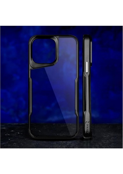 Apple iPhone 12 Pro Max Uyumlu Kılıf Zebana Platin Silikon Kılıf Siyah