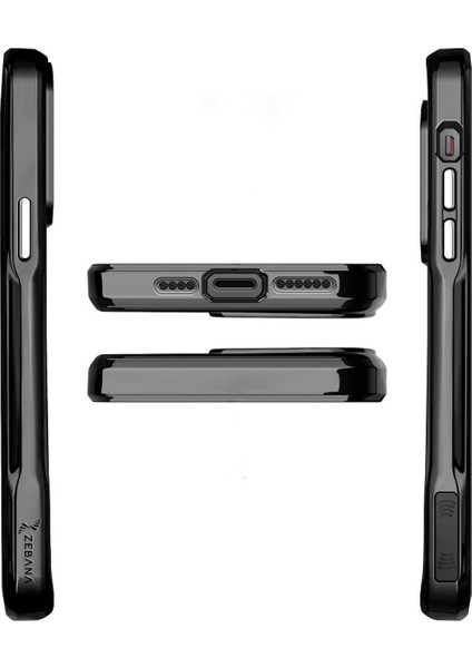 Apple iPhone 12 Pro Max Uyumlu Kılıf Zebana Platin Silikon Kılıf Siyah