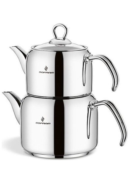 Renkli Çelik Çaydanlık Takımı, Şık ve Dayanıklı, Sülale Boyu Xl, Sofram Soft