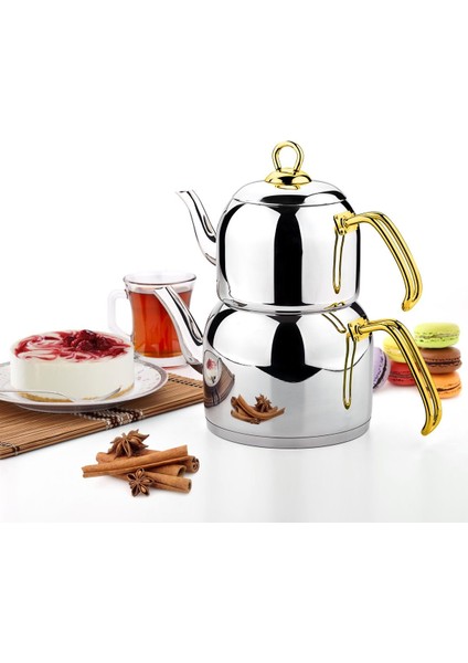 Paslanmaz Çelik K-305 Menekşe Çaydanlık Takımı, Şık ve Kullanışlı Küçük Boy.