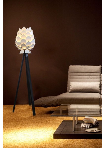 Ahşap Kozalak Lambader Bej/koyu Kahve Ayak, Şık ve Sıcak Ortamlar Için Dekorasyon