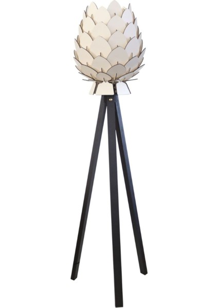 Ahşap Kozalak Lambader Bej/koyu Kahve Ayak, Şık ve Sıcak Ortamlar Için Dekorasyon fiyatları