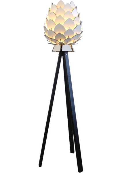 Ahşap Kozalak Lambader Bej/koyu Kahve Ayak, Şık ve Sıcak Ortamlar Için Dekorasyon fırsatları