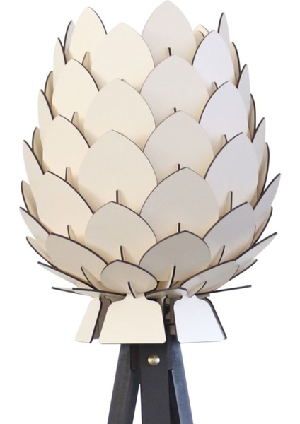 Ahşap Kozalak Lambader Bej/koyu Kahve Ayak, Şık ve Sıcak Ortamlar Için Dekorasyon indirimleri