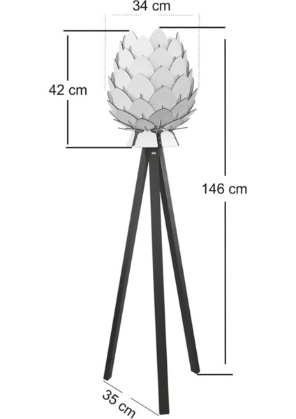 Ahşap Kozalak Lambader Bej/koyu Kahve Ayak, Şık ve Sıcak Ortamlar Için Dekorasyon