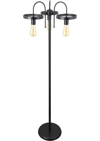 Şık ve Özel Tasarım 3'lü Siyah ve Beyaz Metal Lambader Seti