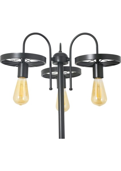 Şık ve Özel Tasarım 3'lü Siyah ve Beyaz Metal Lambader Seti fiyatları