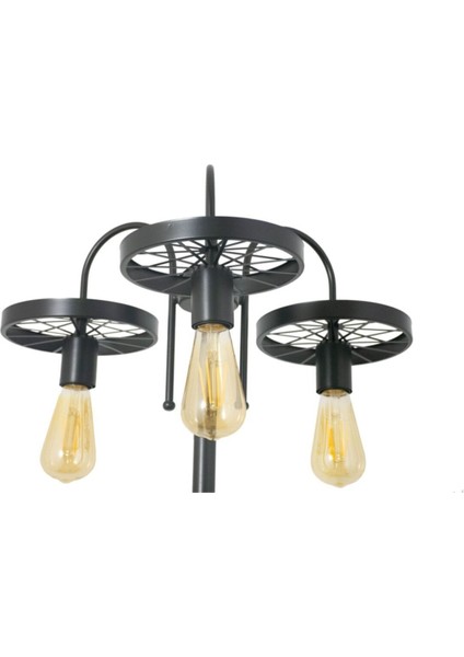 Şık ve Özel Tasarım 3'lü Siyah ve Beyaz Metal Lambader Seti fırsatları