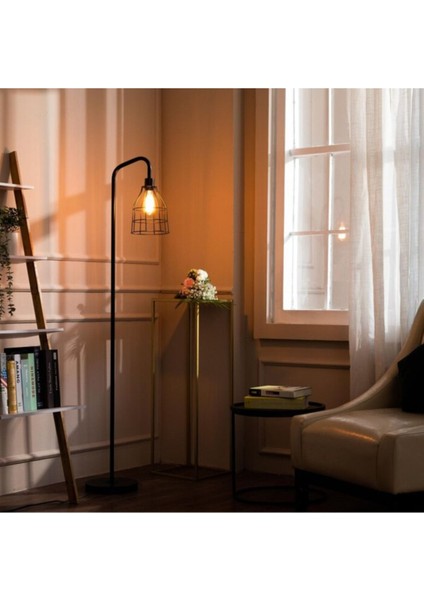 Şık Kafesli Lambader, Siyah Modern Aydınlatma, Zarif Dekorasyon Parçası