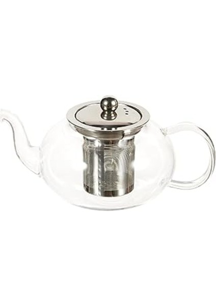 Cam ve Çelik Karışımlı 600 ml Süzgeçli Çay Demliği, Şık ve Kullanışlı Tasarım